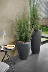Scheurich Wave Globe High, contenitore alto in plastica, granito nero, diametro 29,8 cm, altezza 40 cm, volume 6 l.