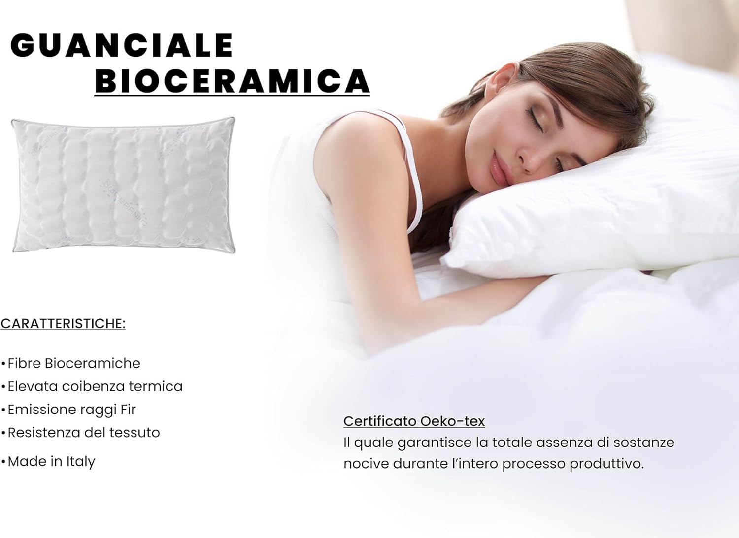 Biancheria da letto italiana MB Home Italia, cuscino, bioceramica, grigio chiaro, 45 x 75 cm Naty Shop cuscini standard