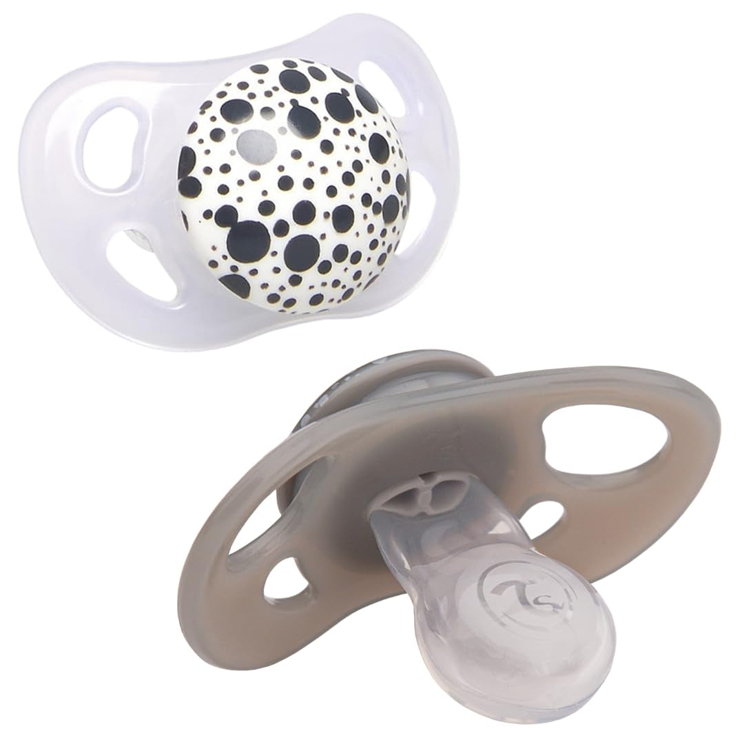 Ciucci per bambini Twistshake – Confezione da 2 | Forma ortodontica | Ultraleggero | Tettarella in morbido silicone | Senza BPA | Adatto a bambini dai 6 mesi | Grigio-bianco