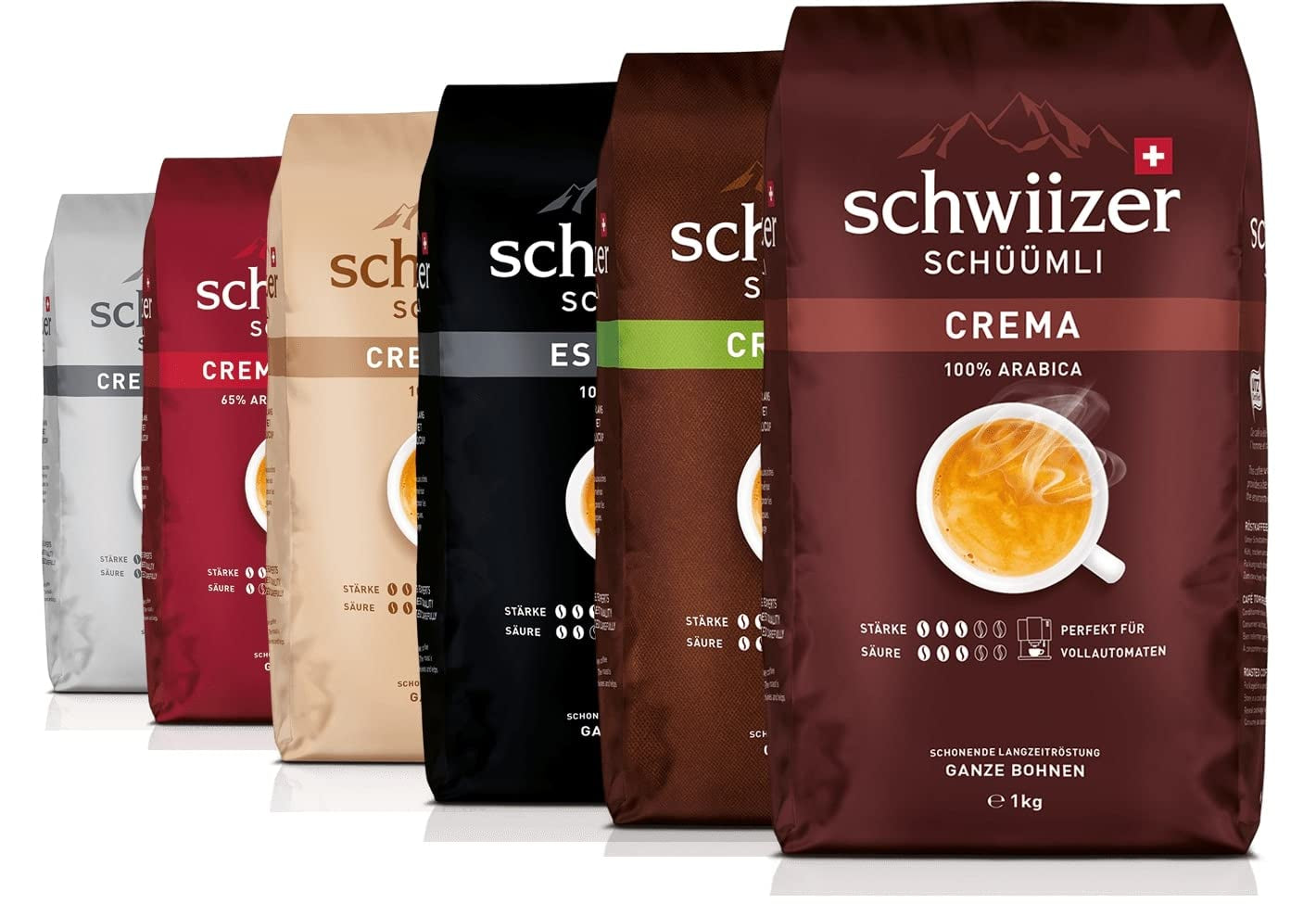 Schwiizer Schüümli Intenso, capsula, caffè macinato 1kg - Intensità 4/5 - Certificato UTZ (confezione da 4)