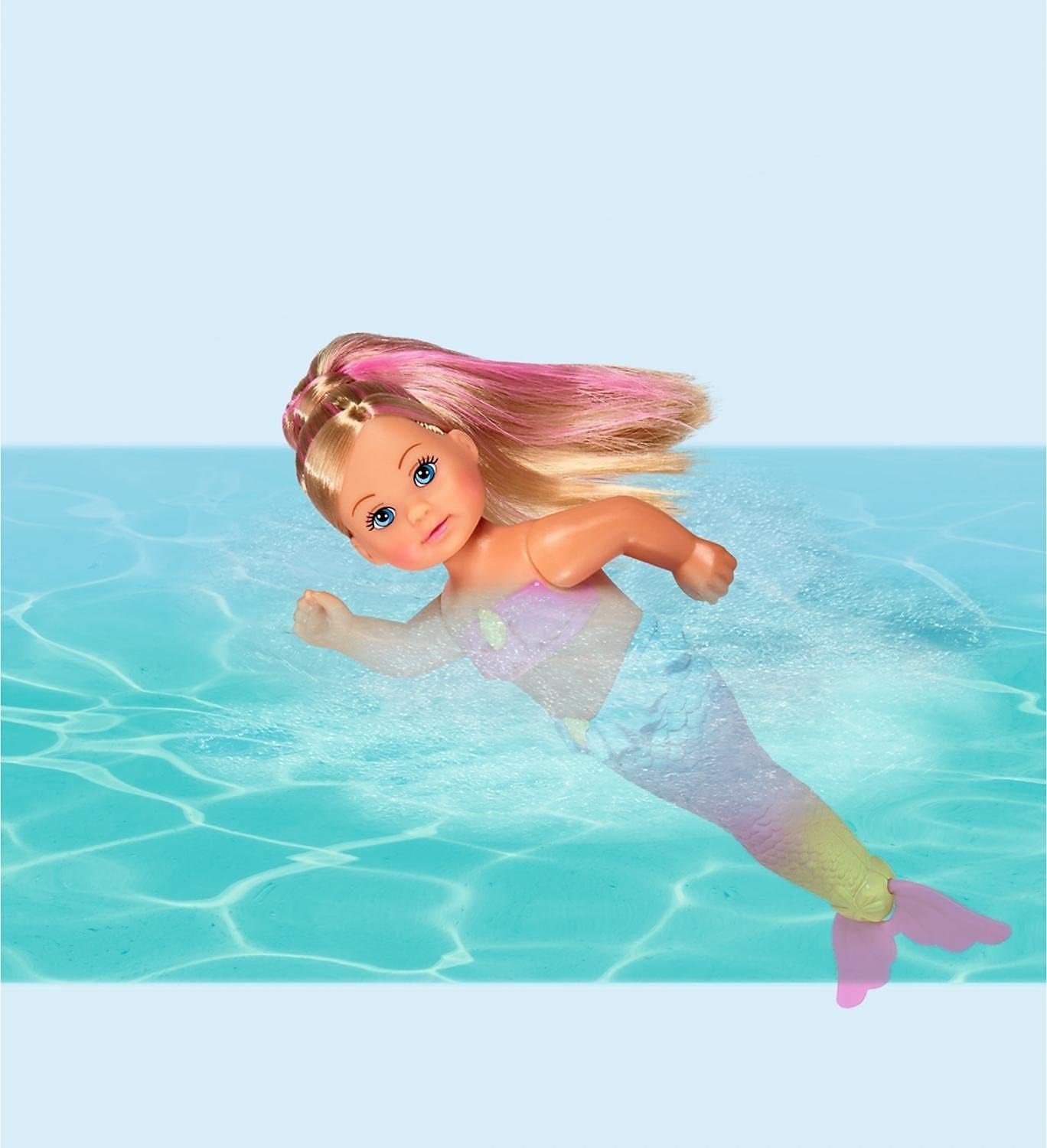 Simba 105733318 - Evi Love Swimming Sirena, Evi come una sirena, Sa nuotare bene, Con figura di pesce, Bambola da vestire, 12 cm, Per bambini dai 3 anni in su Dolls Naty Shop