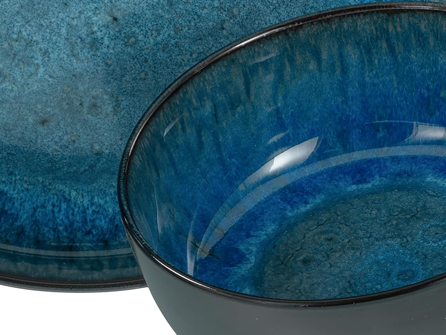 CreaTable, 20149, serie Nordic Fjord Blue, set di stoviglie da 16 pezzi per 4 persone, servizio combinato in porcellana, lavabile in lavastoviglie e adatto al microonde, produzione di qualità
