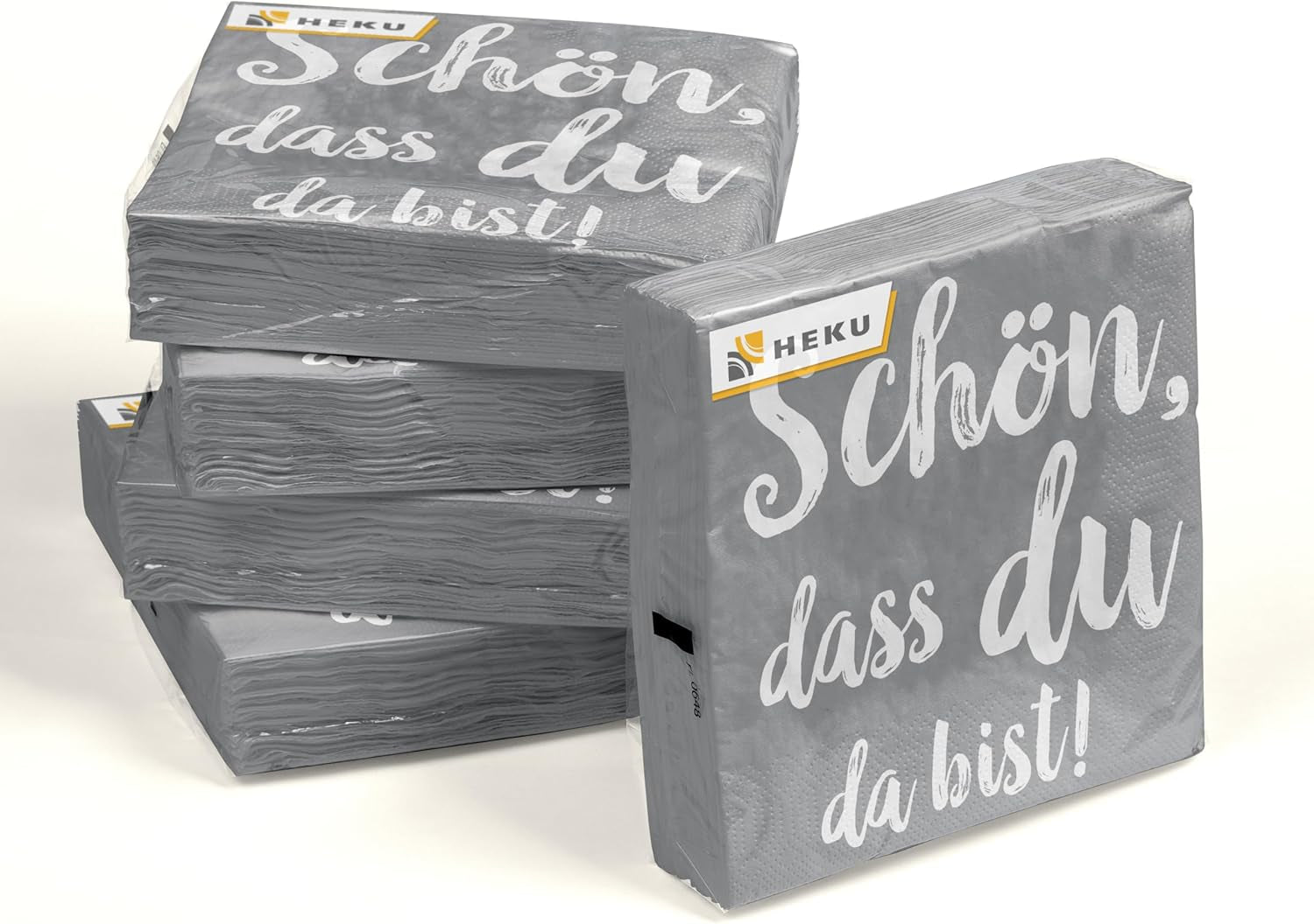 Tovaglioli da cocktail HEKU 'Schön Dass Du Da Bist', 3 strati, 25X25Cm, 150 pezzi I Design elegante I Ideale per festeggiamenti I Praticamente confezionato