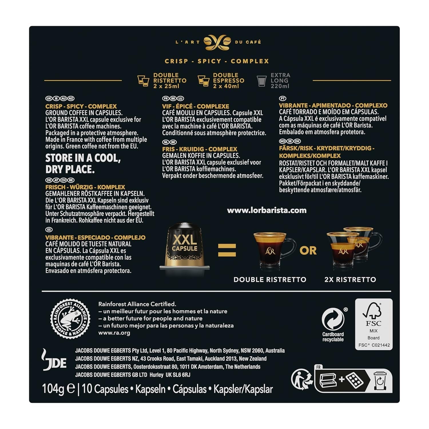 L'OR Barista Kaffeekapseln Ristretto, esclusivo per L'OR Barista Maschinen, confezione da 5, 5 x 10 Kapseln