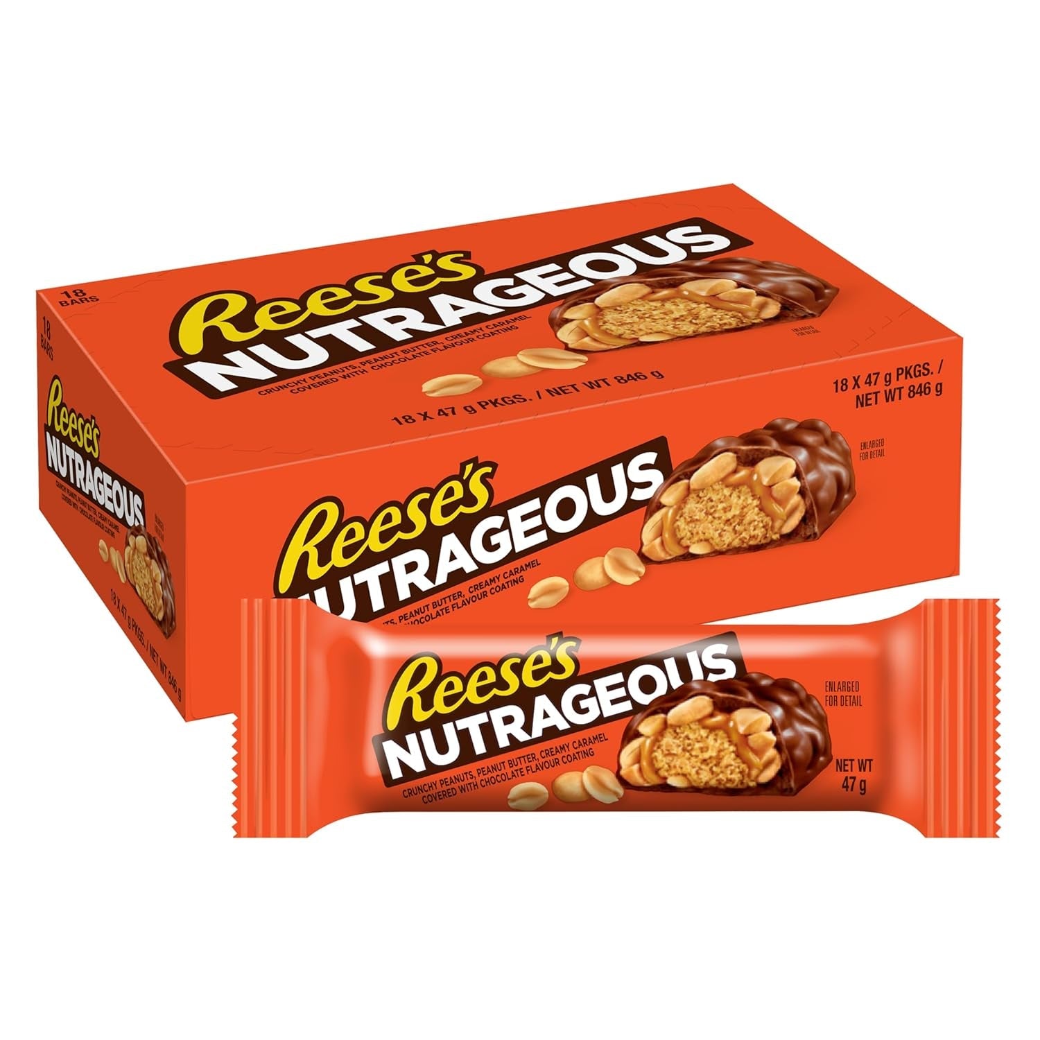 Nutrageous Peanut Butter - Barrette di cioccolato al burro di arachidi: 18 pezzi (18 x 47g)