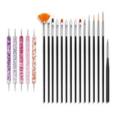 Set di spilli per nail art, 20 pezzi Nageldesign Malerei Pinsel, Pinsel professionali per nail art, Pinsel per nail art, rosa
