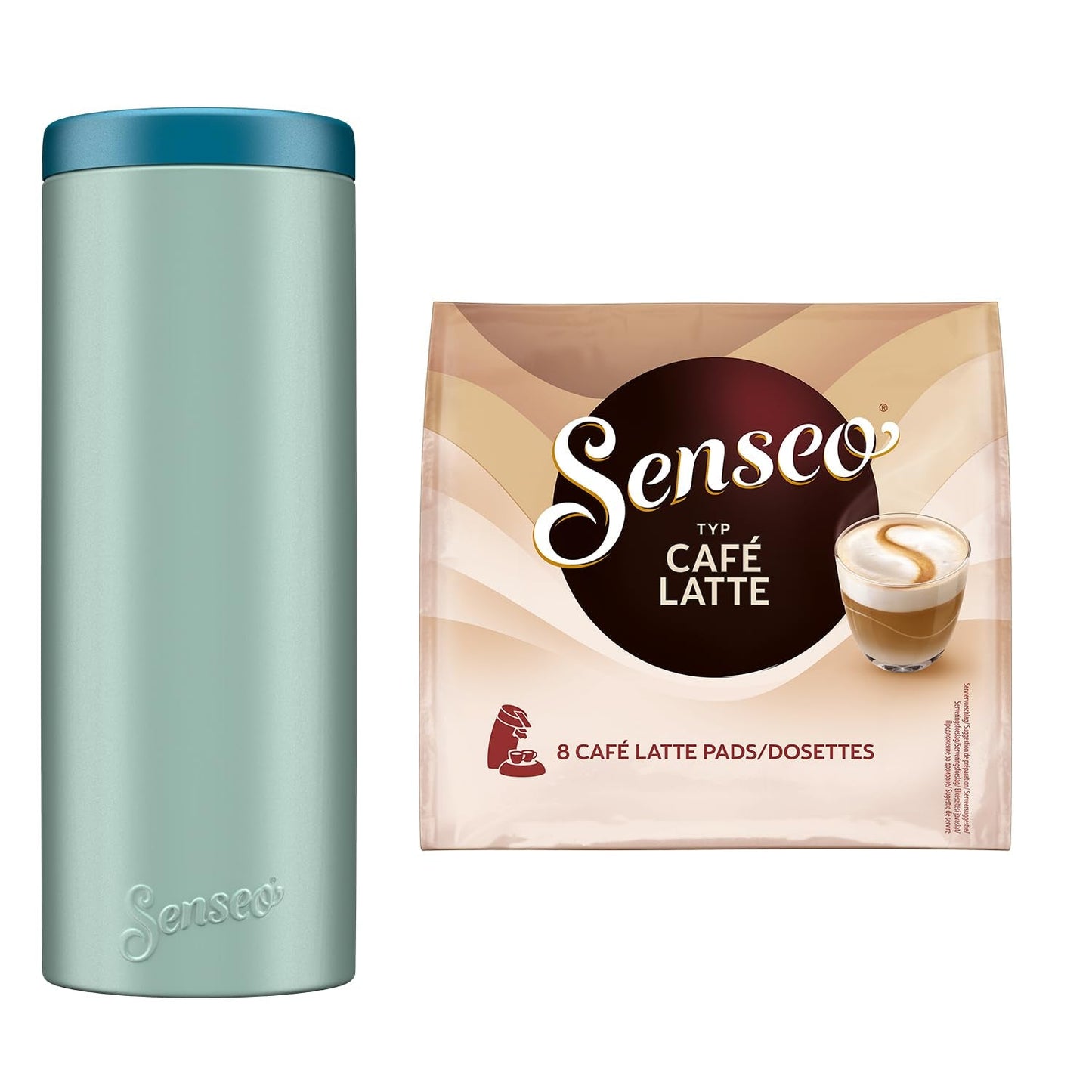 Senseo Pads Café Latte, 10 x 8 Getränke, 80 Kaffee Pos, incluso Senseo Pad Dose