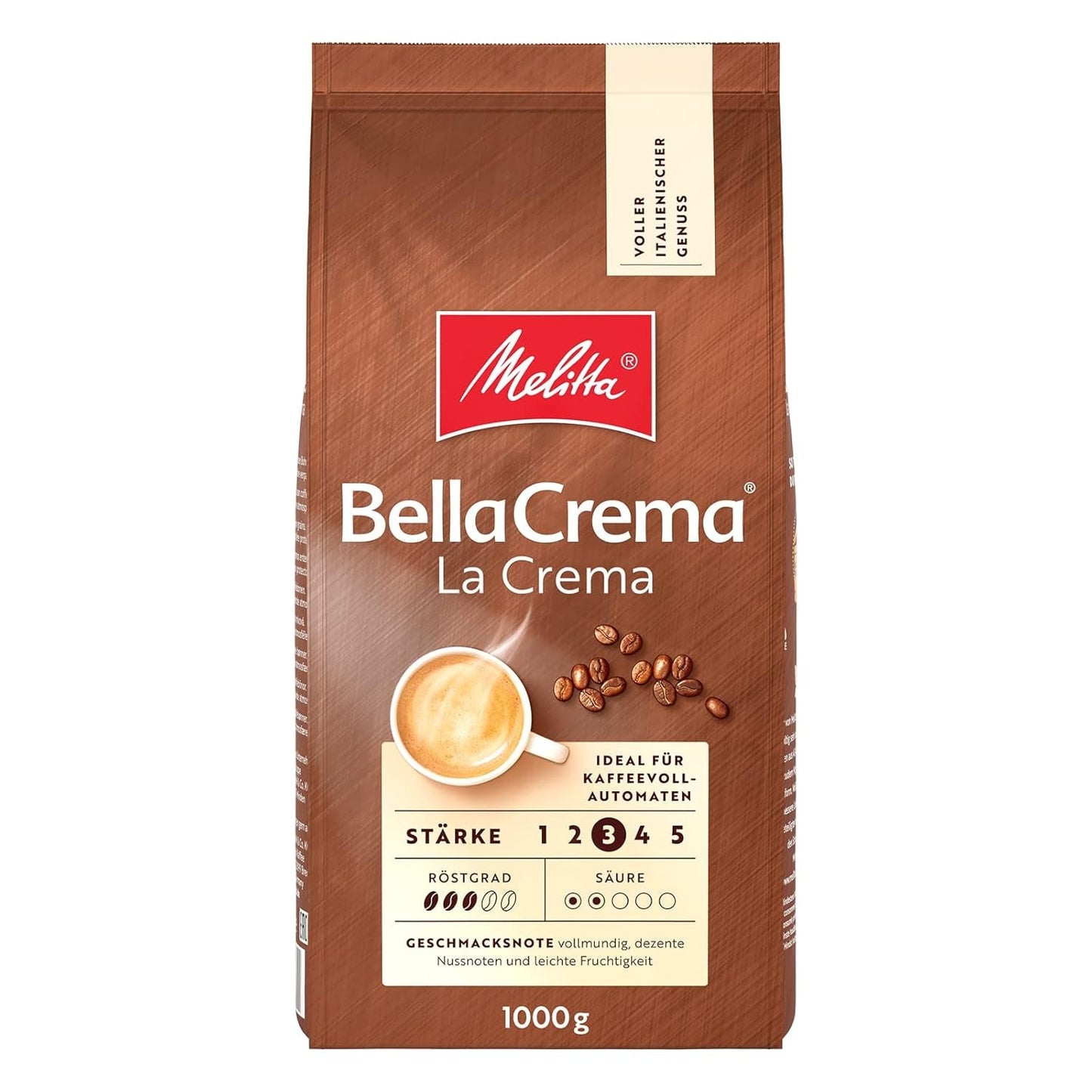 Melitta BellaCrema La Crema caffè in grani 1kg e BellaCrema Decaffeinato caffè decaffeinato in grani 1kg