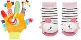 Fehn guanto da gioco safari - marionette da dito scimmia ed elefante per bambini e calzini con campana unicorno per bambini - calzini per bambini con funzione campana e testa di unicorno - stimolano le capacità motorie e i sensi Bebe Toys Naty Shop Confezione di calzini con sonaglino unicorno per bambini Safari