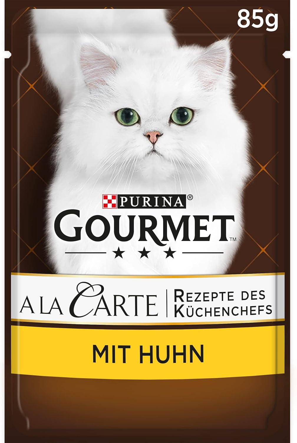 Alimento umido per gatti Gourmet à la carte con pollo, spinaci e perle di pasta, confezione da 26 (26 x 85 g)