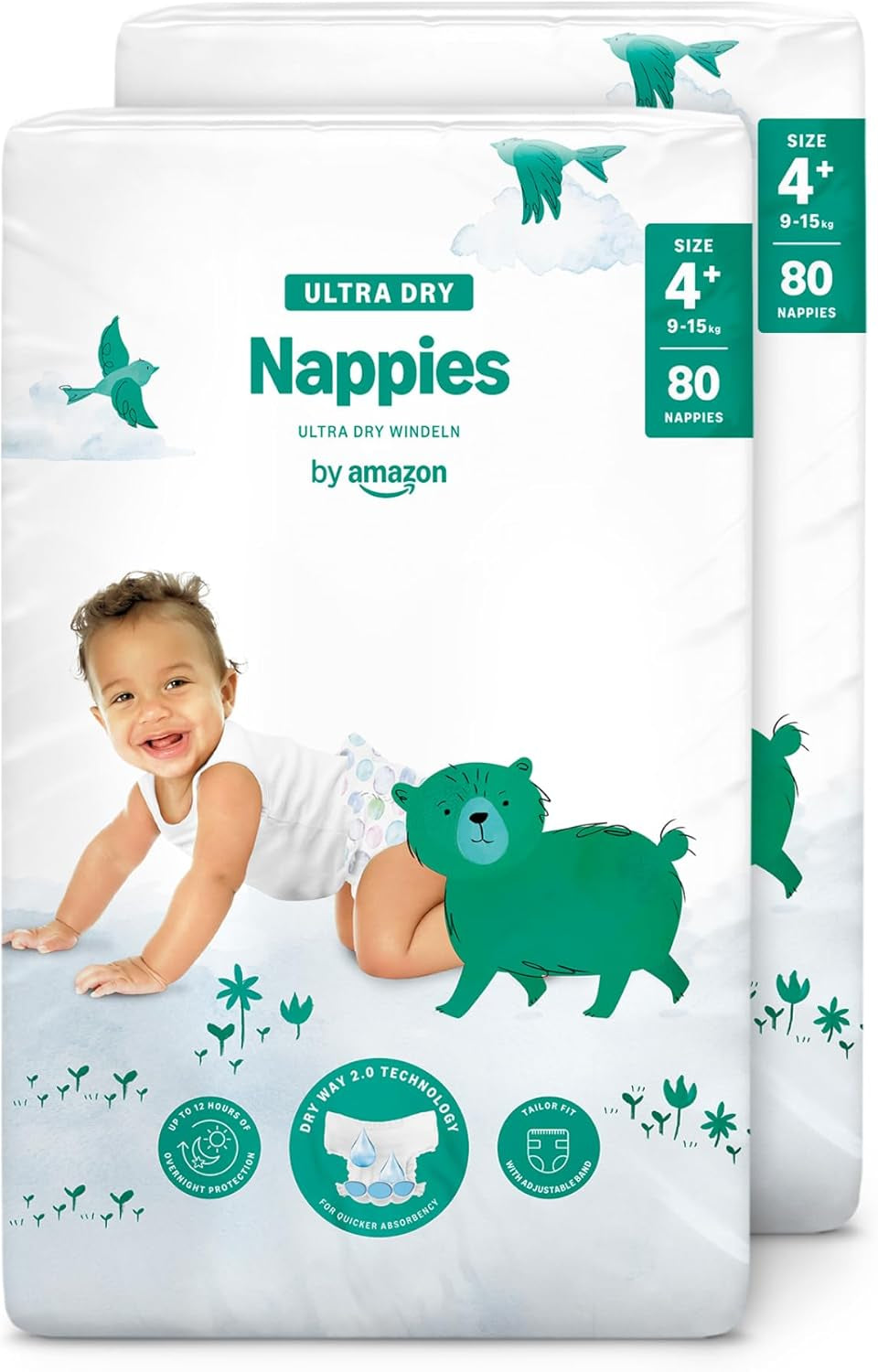 Pannolini Amazon Ultra Dry, taglia 3 (4-9 kg) - Scatola mensile, bianco, 172 pezzi (2 confezioni da 86) (precedentemente Mama Bear, prodotto identico)