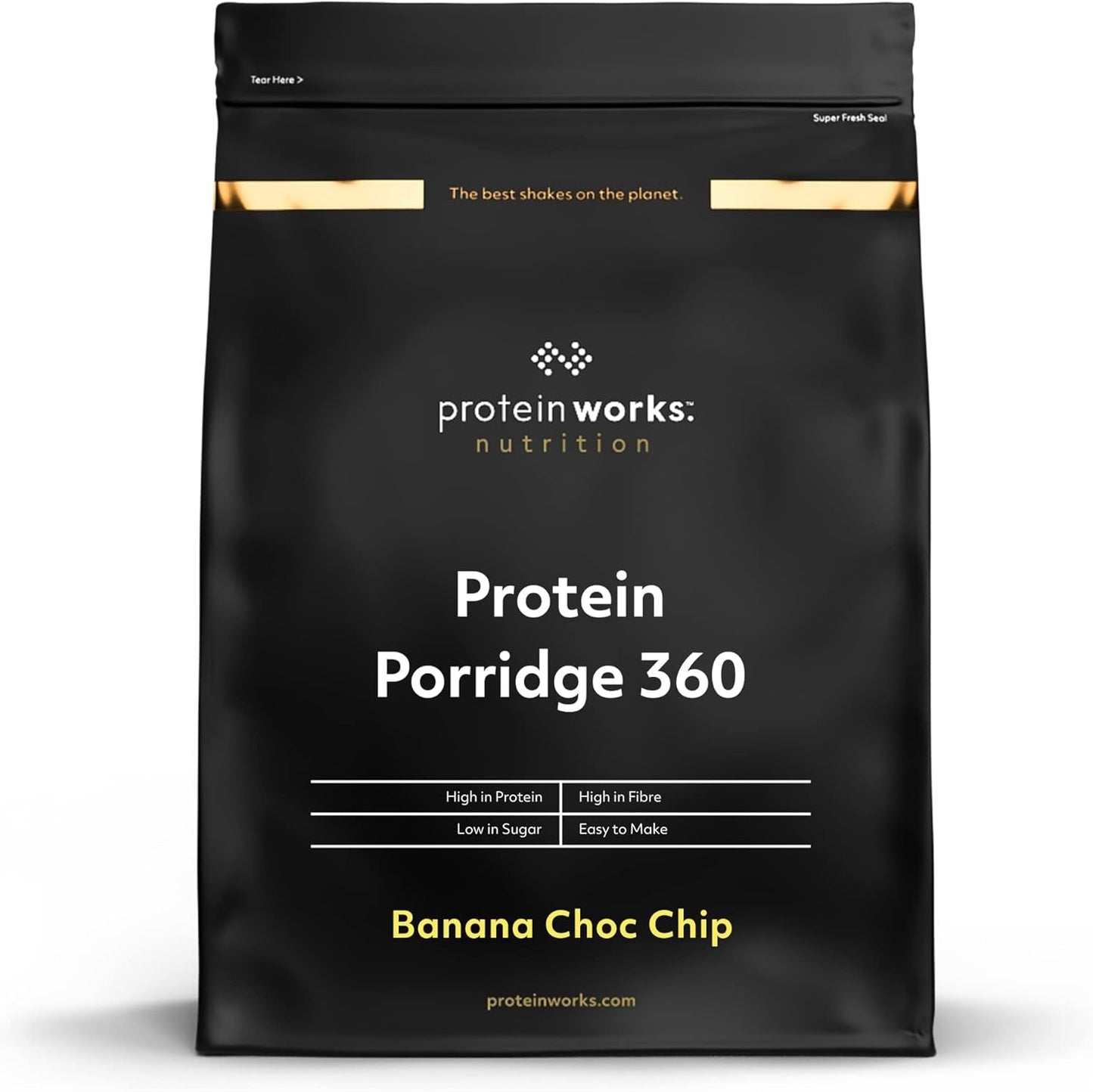 Protein Works - Porridge Proteico 360 | Mito Ulteriori vitamine e minerali | Proteinreiches Frühstück | Kalorienarme Haferflocken | 6 porzioni | Banana-Choco-Chip | Titolo predefinito di 500G Cereal Naty Shop
