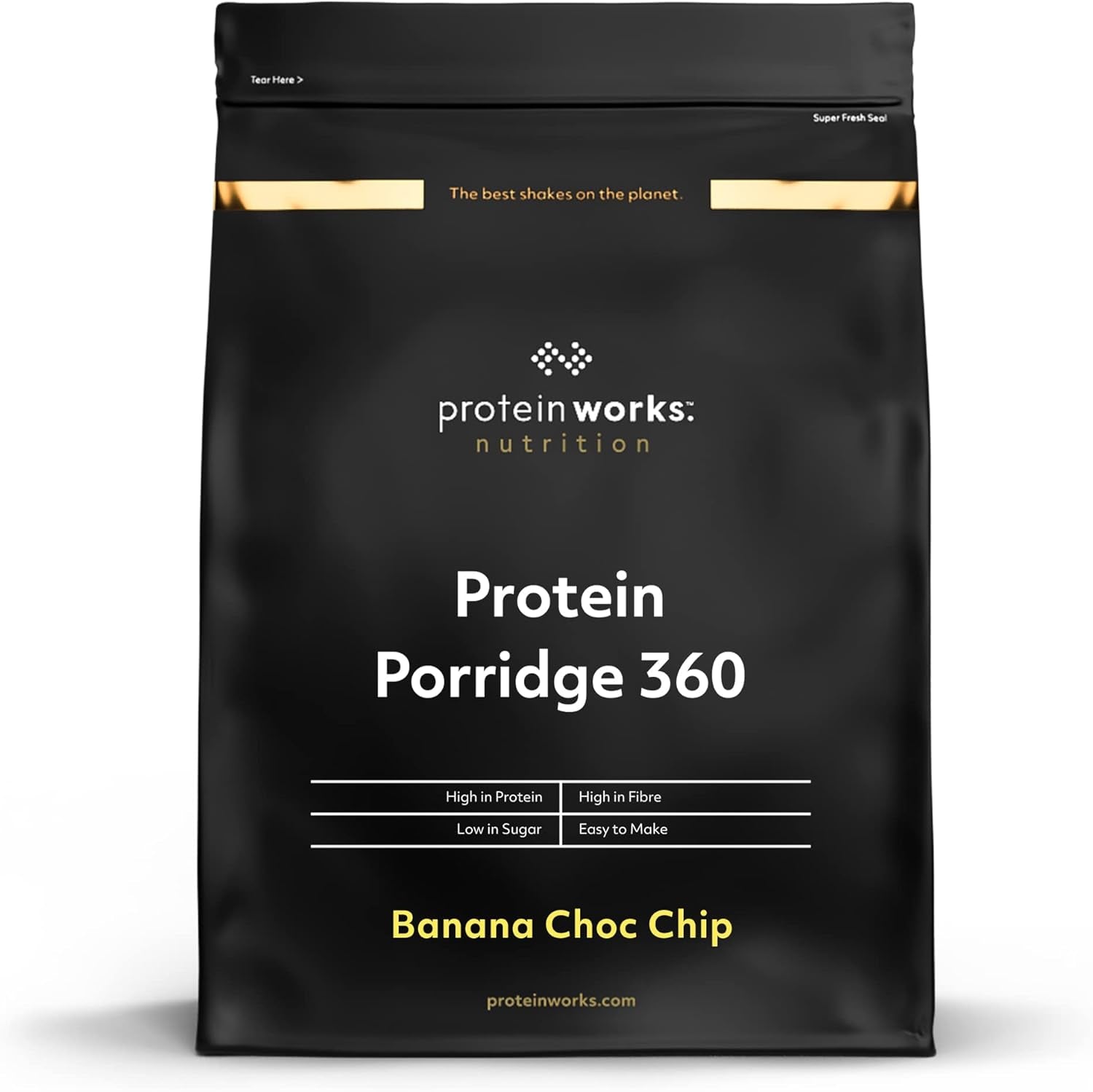 Protein Works - Porridge Proteico 360 | Mito Ulteriori vitamine e minerali | Proteinreiches Frühstück | Kalorienarme Haferflocken | 6 porzioni | Banana-Choco-Chip | Titolo predefinito di 500G Cereal Naty Shop