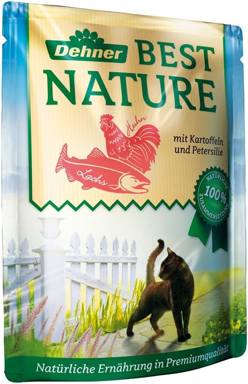 Dehner Best Nature Katzenfutter Multipack, Nassfutter, für ausgewachsene Katzen, je 2 x Kalb / Wild / Huhn / Kaninchen, 8 x 85 g Bag (680 g)