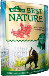 Dehner Best Nature Katzenfutter Multipack, Nassfutter, für ausgewachsene Katzen, je 2 x Kalb / Wild / Huhn / Kaninchen, 8 x 85 g Bag (680 g)