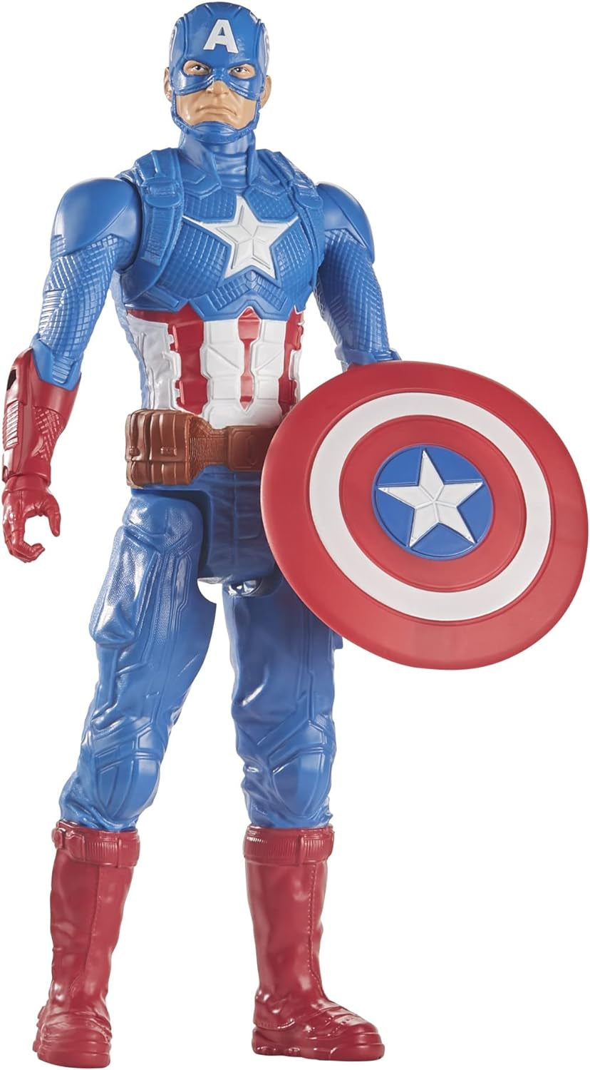 Marvel Avengers Titan Hero Series Blast Gear Captain America Action Figure Giocattolo grande da 30 cm per 4+ anni Action Figure blu Naty Shop