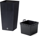 Vasi/vasi effetto rattan Prosperplast con inserto | 26,5 x 26,5 x 50 cm | antracite | resistente alle intemperie e ai raggi UV | realizzato in plastica robusta | per interni ed esterni