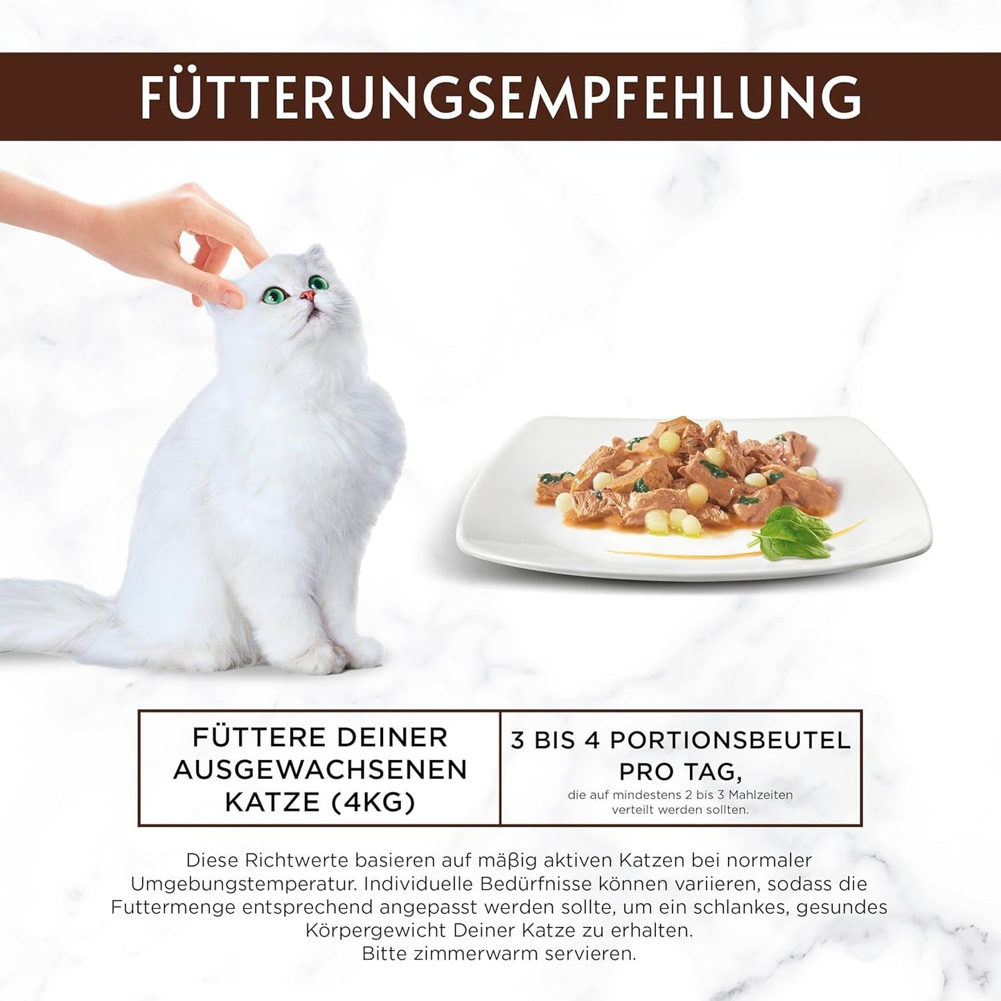 Alimento umido per gatti Gourmet à la carte con pollo, spinaci e perle di pasta, confezione da 26 (26 x 85 g)