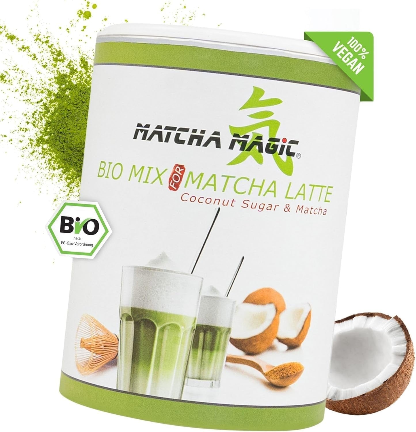 Matchamagic - Matcha latte in polvere biologico dal Giappone con zucchero di fiori di cocco per un tè delizioso