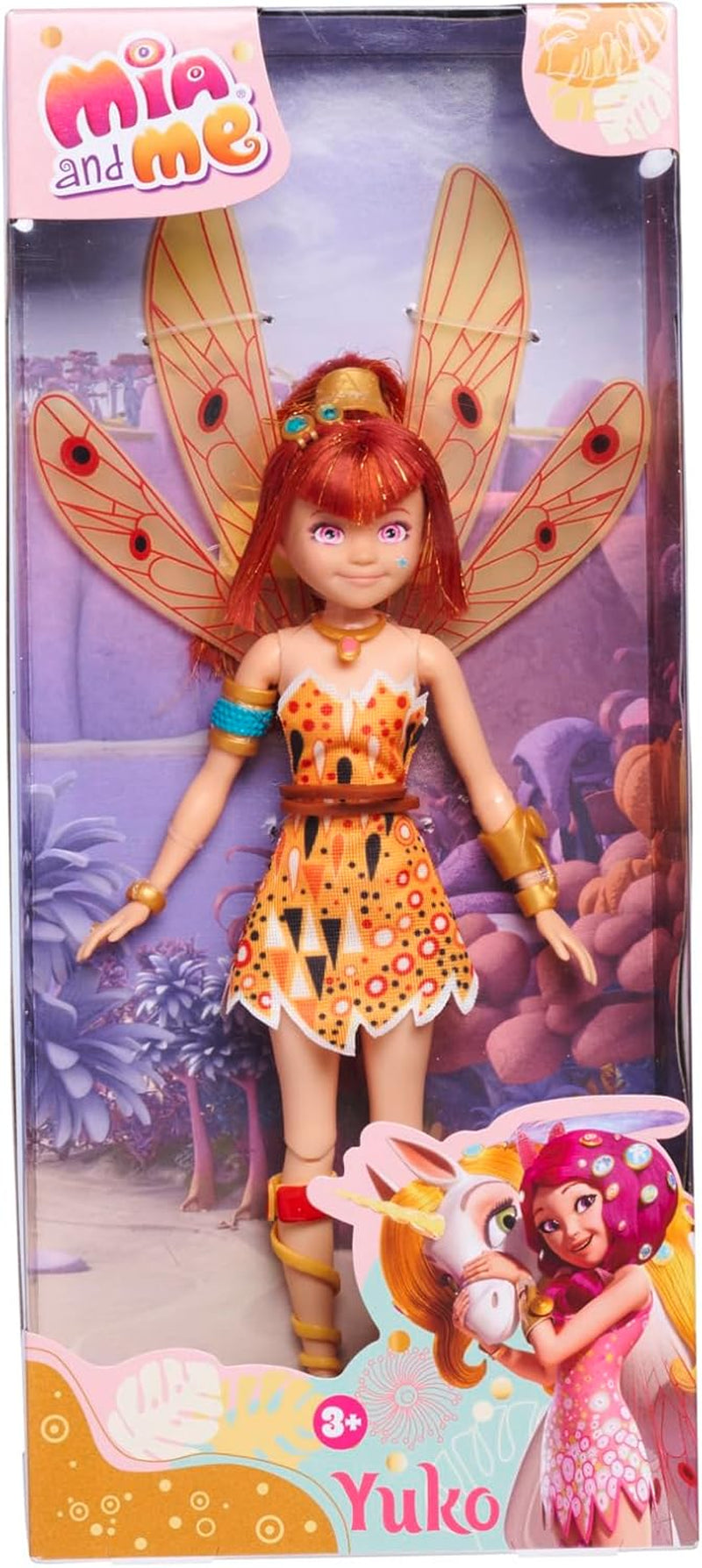 Simba Mia and Me Yuko Doll, Elfo con ali e gambe mobili, 3 fermagli per capelli, 3 braccialetti e collane, 23 cm, dai 3 anni in su