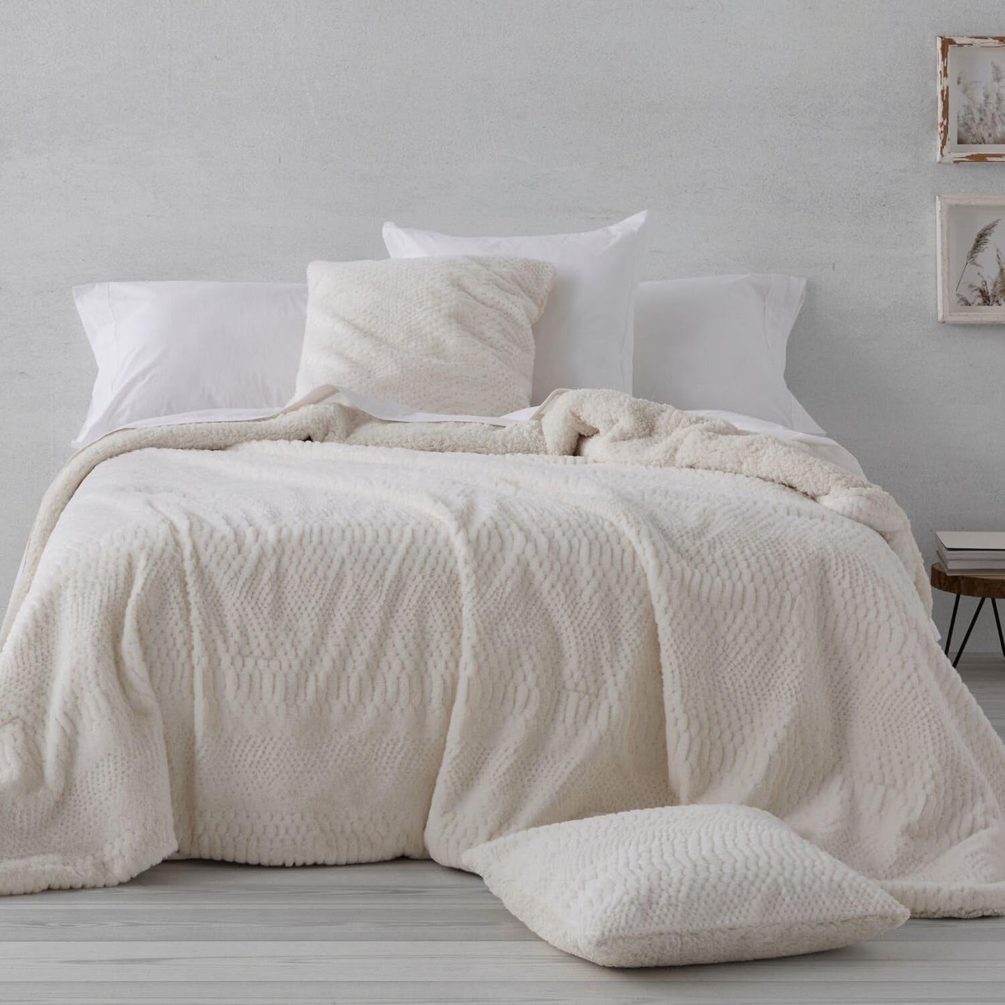 Piumino invernale in pelle di agnello sintetica, panna, Ancho 135 Cm Piumini e trapunte Naty Shop Colore panna Ancho 135 Cm