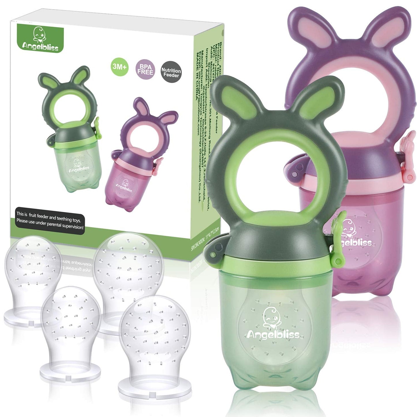 Tétine Pour Bébé/Tétine à Fruit/Tetine Grignoteuse Bebe/Tétine D'alimentation Pour Bébé - Giocattolo per la dentizione Pour Bébé, senza BPA (confezione da 2)