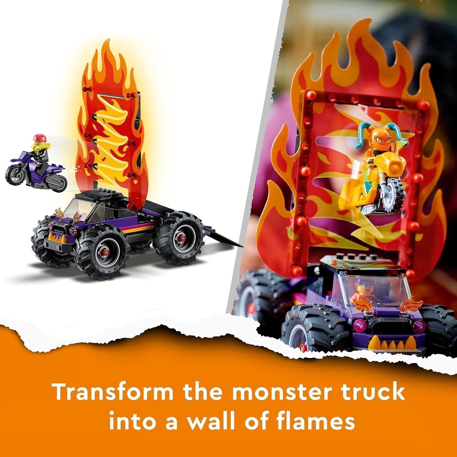 LEGO City Stuntz Spettacolo acrobatico, set a doppio looping, 60339, incl. rampa, monster truck, motocicletta 2X e 7 minifigure, giocattolo per bambini dai 7 anni in su Set da costruzione Besuche den LEGO-Store