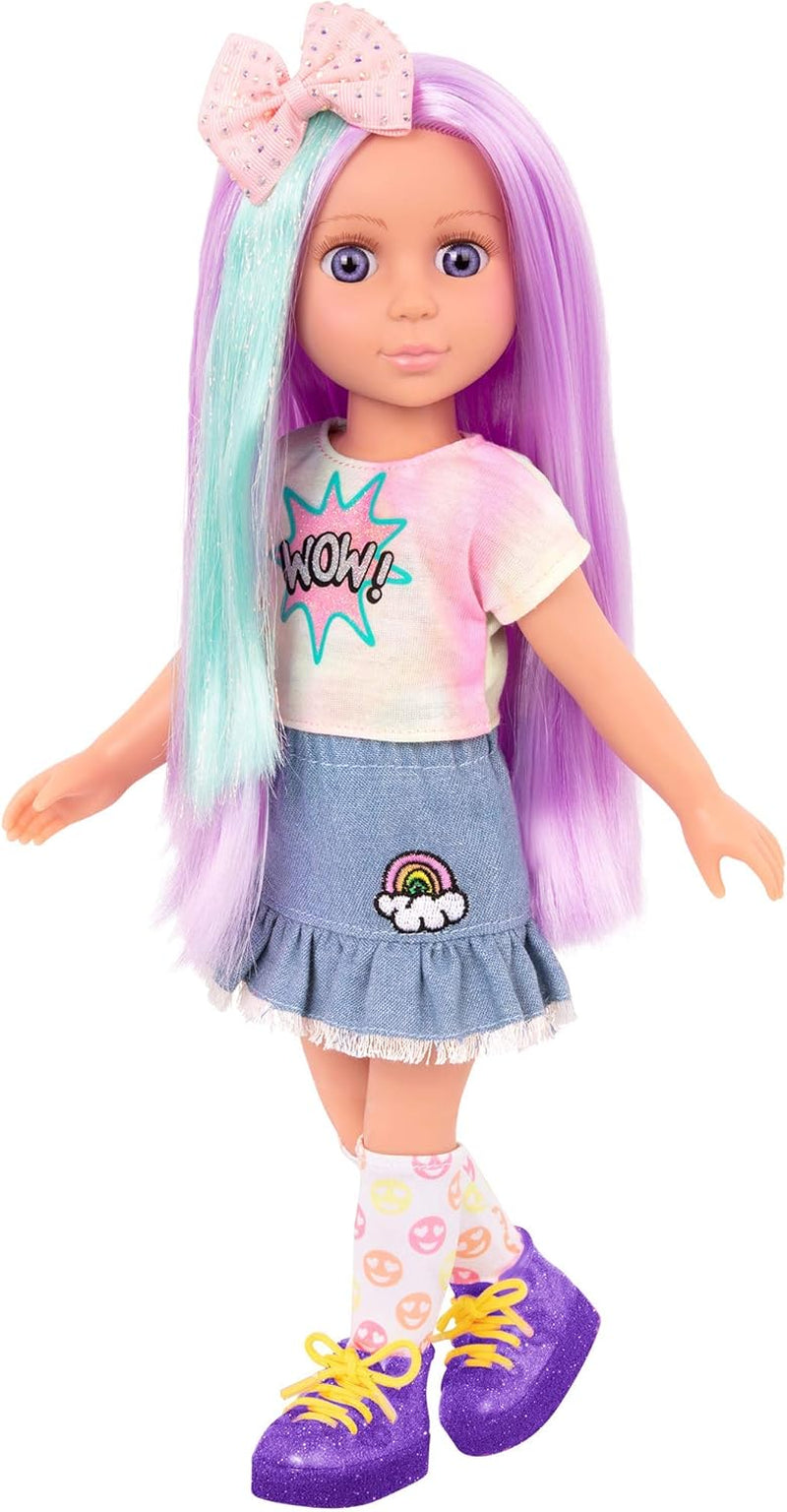 Glitter Girls - Luma - Bambola articolata da 36 cm - Capelli viola e occhi viola unici - Extension per capelli, fiocco, fermagli e vestito colorato - 3 anni +