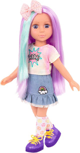 Glitter Girls - Luma - Bambola articolata da 36 cm - Capelli viola e occhi viola unici - Extension per capelli, fiocco, fermagli e vestito colorato - 3 anni +