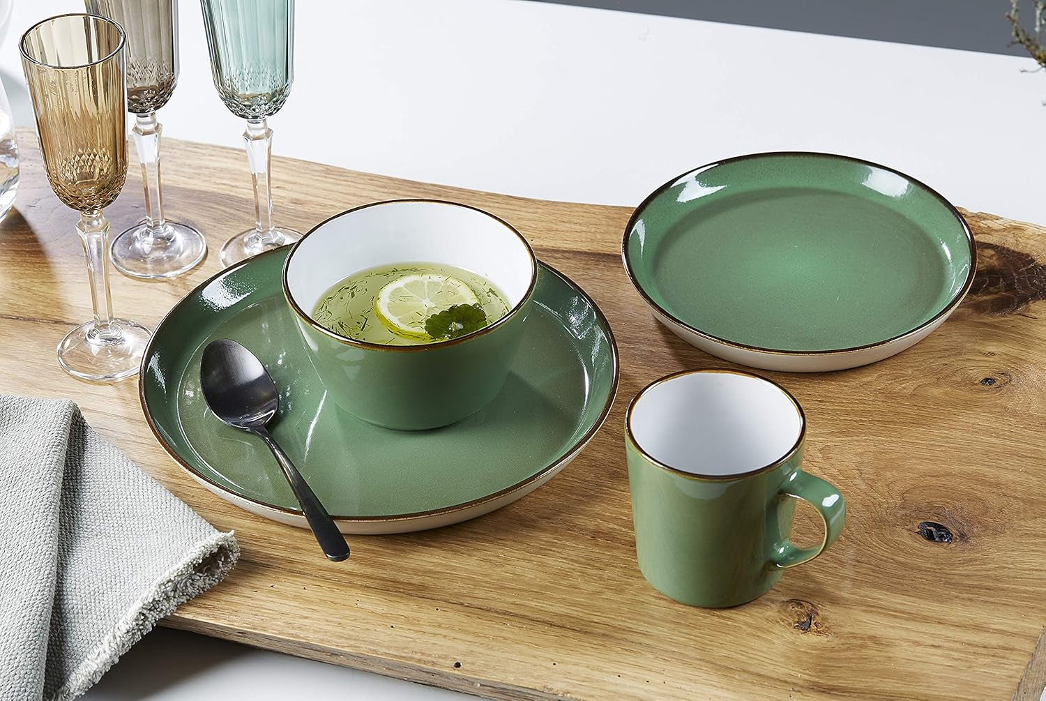 Ritzenhoff & Breker Kombiservice Visby, 16-teilig, Blu/Verde, Steinzeug, 277258
