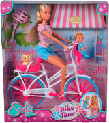 Simba 105739050 - Steffi Love Bike Tour, Steffi ed Evi nel loro castello a tre piani con altalena, mobili e tanti accessori, 40 pezzi, 102x90x38 cm, per bambini dai 3 anni in su