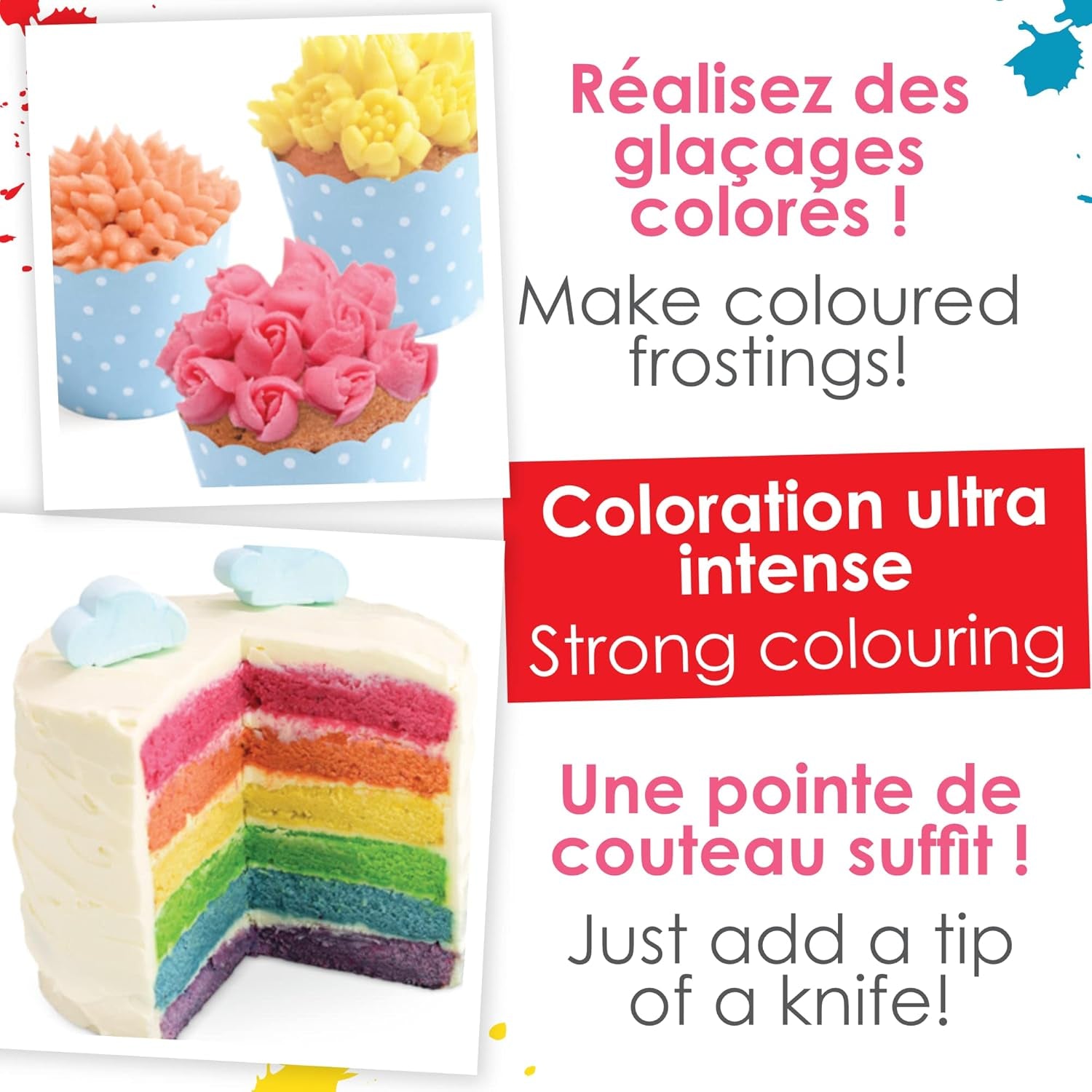 Scrapcooking - Set di 3 coloranti alimentari in polvere - Rosso Giallo Blu - Colorante alimentare per dolci, torte, biscotti, pasta, fondente, torta arcobaleno - 4011