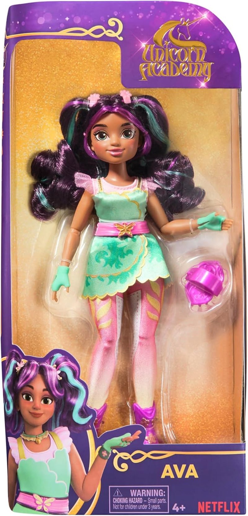 Unicorn Academy Ankleidepuppe Ava - die Originalpuppe zur beliebten Netflix-Serie, 24 cm groß und mit 7 Accessires für fantasyvolles Rolenspiel, für Kinder ab 4 Jahren