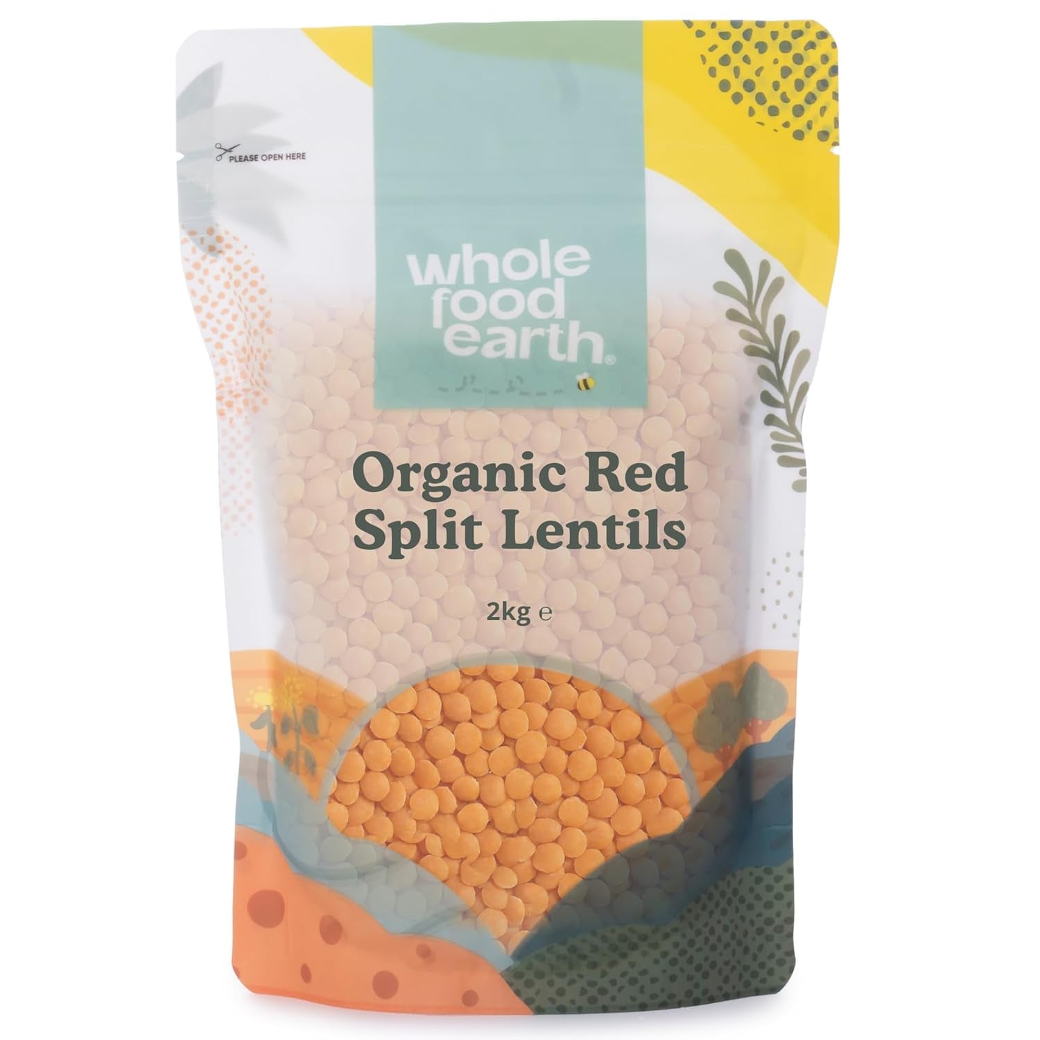 Wholefood Earth Lenticchie rosse spezzate biologiche 3 kg Non OGM Vegano Alto in fibre Alto in proteine ​​Da agricoltura biologica certificata