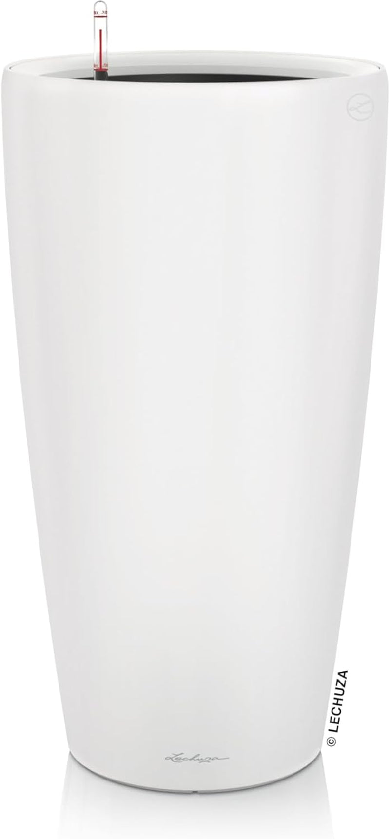 Fioriera LECHUZA Rondo Premium 32 Bianco Opaco | Colonna per piante con sistema di irrigazione, indicatore del livello dell'acqua e inserto per piante | Finitura opaca | Ø 32,5 x 56,5 cm | 15786