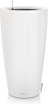 Fioriera LECHUZA Rondo Premium 32 Bianco Opaco | Colonna per piante con sistema di irrigazione, indicatore del livello dell'acqua e inserto per piante | Finitura opaca | Ø 32,5 x 56,5 cm | 15786