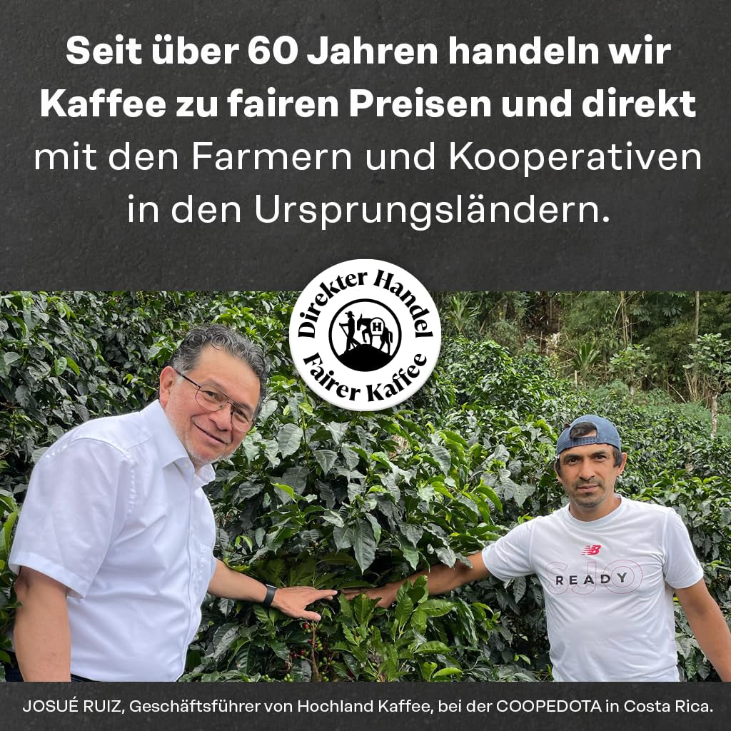 Hochland Kaffee - Holanka Crema - 250g Kaffeebohnen - Vendita diretta sostenibile - Perfetto per macchine completamente automatiche e Siebträger - Sapore aromatico più delicato - Migliore qualità dal Perù