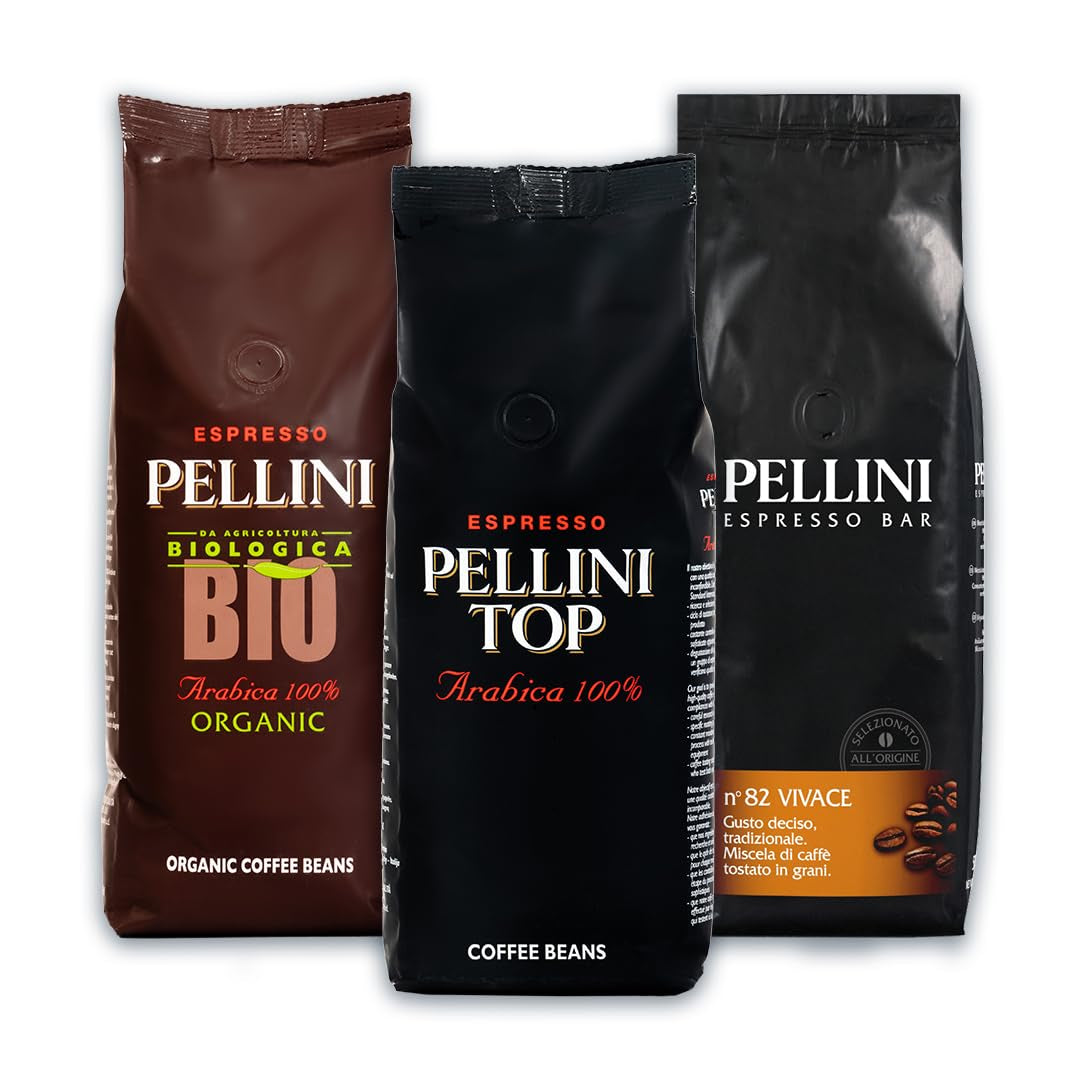 Set degustazione Caffè Pellini in grani, biologico, Vivace, 3 confezioni da 500g cadauna (1,5 kg)