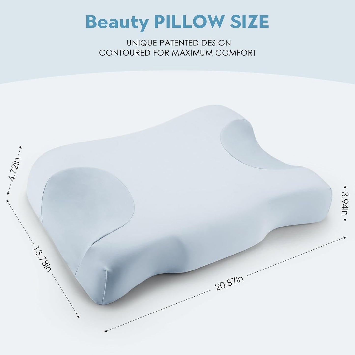 Royalisneeo Cuscino di bellezza per dolori alla schiena, allo stomaco e ai fianchi Cuscino per dolori al collo e alle spalle Cuscino in memory foam antirughe e antietà Blu (Standard) Cuscini ortopedici cervicali Naty Shop