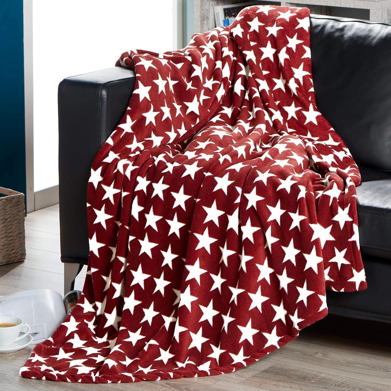 Soffice coperta Celinatex 150 X 200 cm Bordeaux coperta divano divano morbida coperta stelle Microfibra Pile Oeko-Tex Moonlight Letti e coperte Besuche den CelinaTex-Store