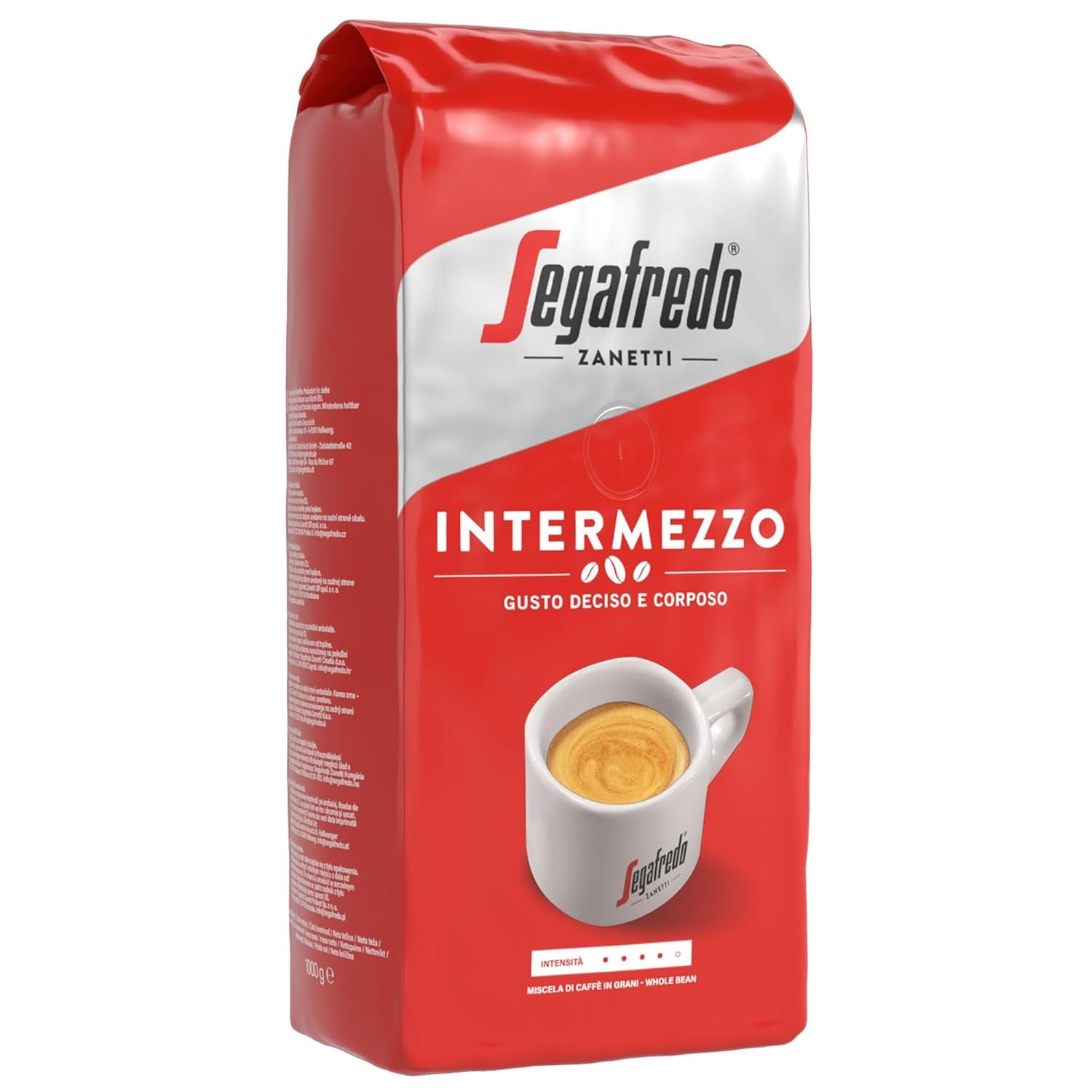 Segafredo Zanetti Intermezzo - Fagioli Interi (confezione da 1 kg) - Geeignet für alle italienschen Kaffeespezialitäten - Kaffeebohnen mit mitteller Röstung, stark und vollmundig im Gesmack
