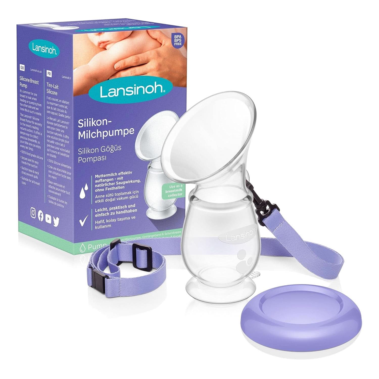 Lansinoh Silikon Milchpumpe & Muttermilchauffänger - Angenehmes & Extrem Weiches Silikon - Rettet Jeden Tropfen Muttermilch - Alternative Zu Milchauffangschalen, 1 Stück (1Er Pack) Accessori Alimentazione e Allattamento Bebe Naty Shop Single Silikon-Milchpumpe Muttermilchauffänger