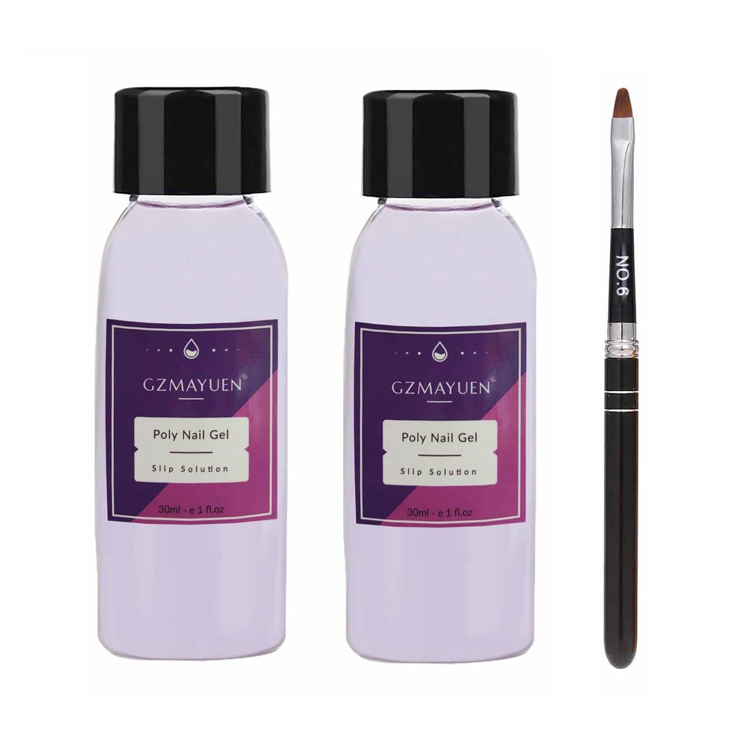 GZMAYUEN Poly Nail Gliding Solution 30ml * 2 Gel per estensione unghie Gel liquido per estensione poly - Soluzione scorrevole facile fai-da-te con pennello