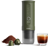 OutIn Nano Macchina per caffè espresso elettrica portatile, caffettiera da campeggio, USB-C autoriscaldante, compatibile con caffè macinato e capsule NS