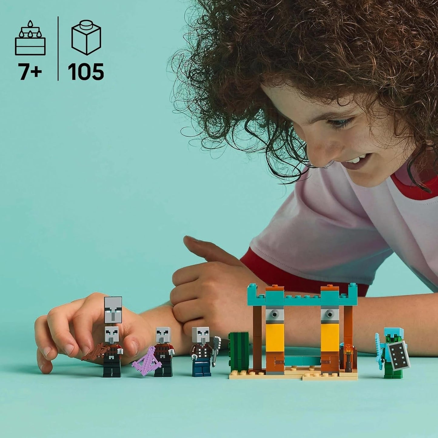 LEGO Minecraft Set videogioco The Illager Desert Patrol per bambini, mini giocattolo dell'avamposto e tre minifigure tra cui il saccheggiatore, il servo e il cavaliere dei cactus 21267 Set di costruzione Besuche den LEGO-Store