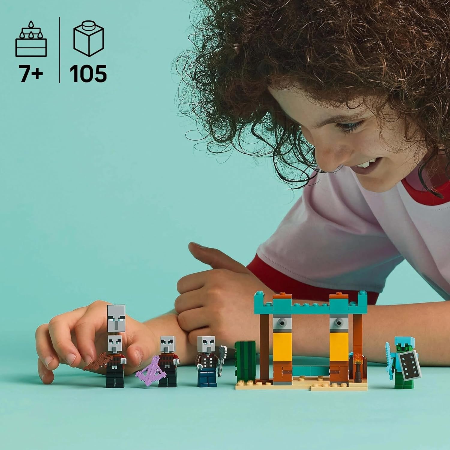 LEGO Minecraft Set videogioco The Illager Desert Patrol per bambini, mini giocattolo dell'avamposto e tre minifigure tra cui il saccheggiatore, il servo e il cavaliere dei cactus 21267 Set di costruzione Besuche den LEGO-Store