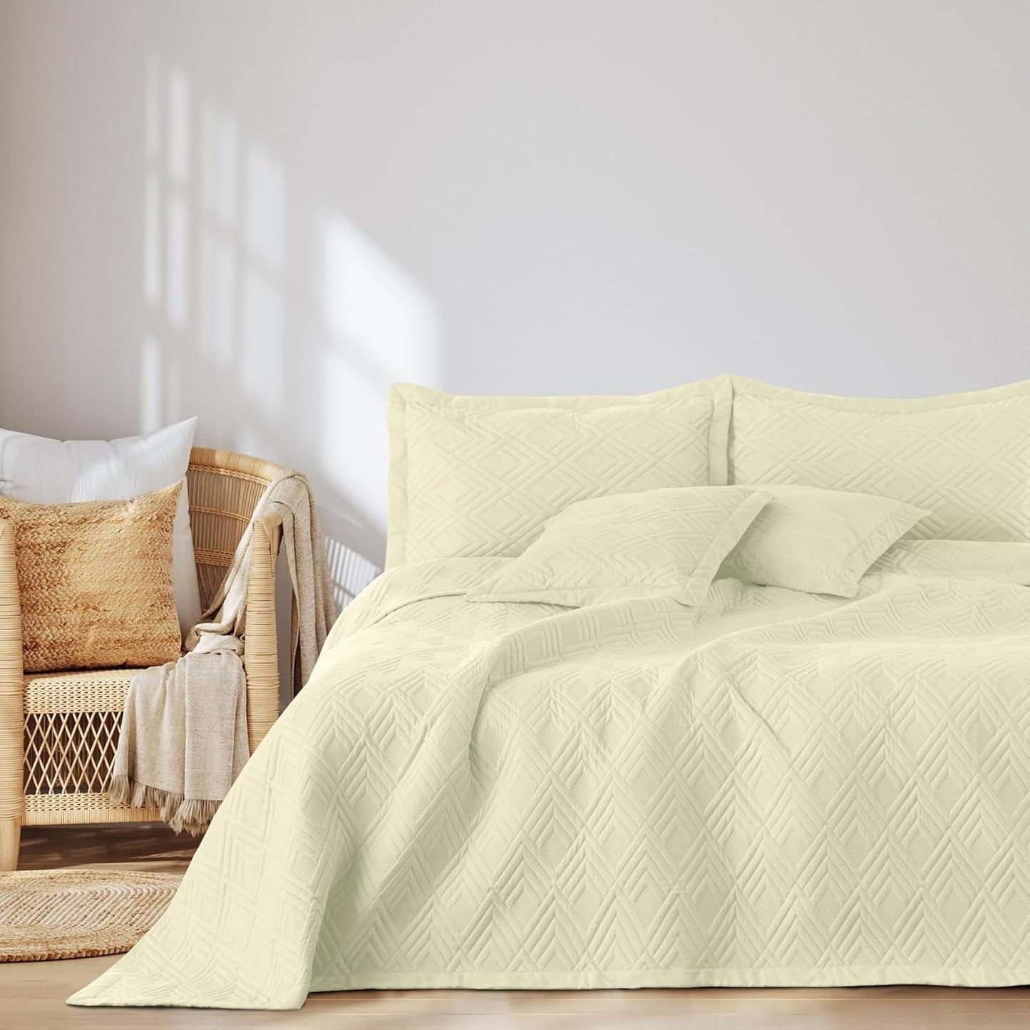Ameliahome Copriletto 170X210 Cm Copriletto double face Trapuntatura ad ultrasuoni Poliestere Ophelia Verde scuro Letti e coperte Besuche den AmeliaHome-Store Ophelia crema 220X240 Cm
