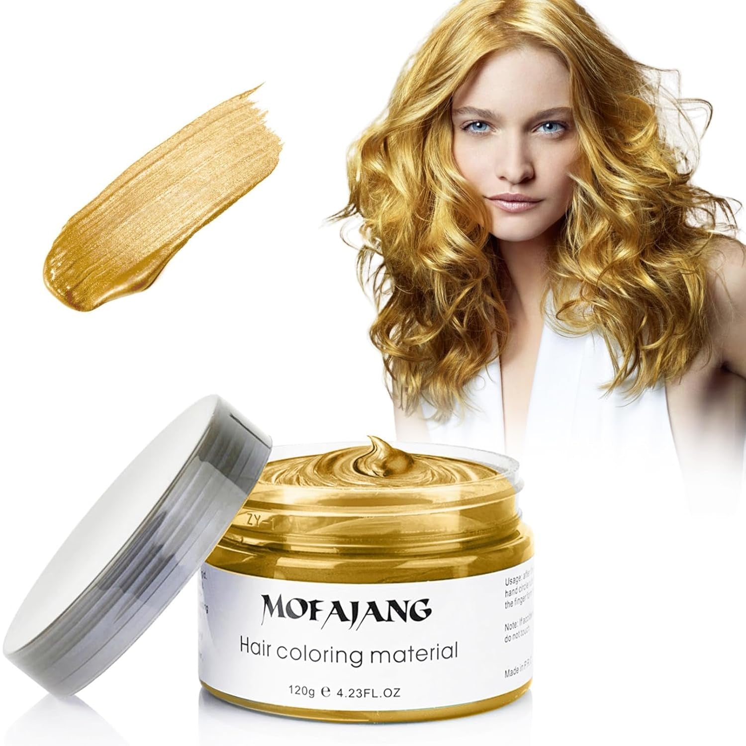 Tintura Temporanea Per Capelli, Cera Colorante Per Uomo Donna, Pomata Colorante Naturale Lavabile, Tintura Per Capelli Istantanea Per Feste, Cosplay, Halloween (Rosso) Naty Shop Tintura Per Capelli Oro 120G (1 Confezione)