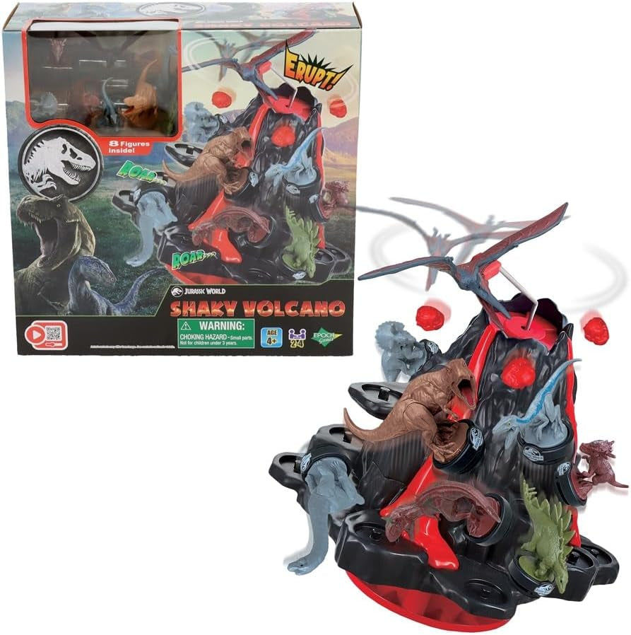 EPOCH Games - Jurassic World Trembling Volcano 7509 Gioco da tavolo giocattolo con dinosauri per bambini dai 4 anni in su
