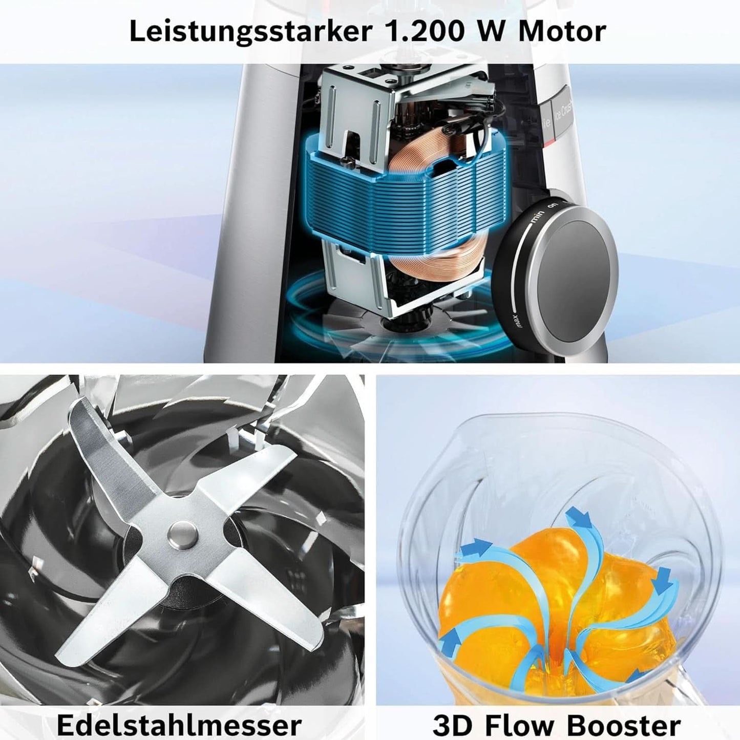 Robot da cucina Bosch Vitapower Serie 4 MMB6141B, Hochwertige Edelstahl-Klingen, 1.5L Tritan-Mixbehälter, Spülmaschinengeeignete Teile, 30.000 U/Min, 1200 W, Schwarz Kitchen Naty Shop